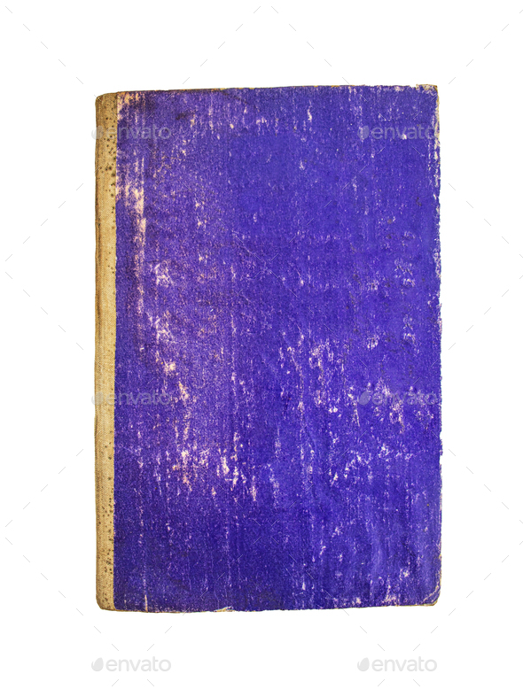 Old texture book on white background, Old vintage purple book isolated on white background