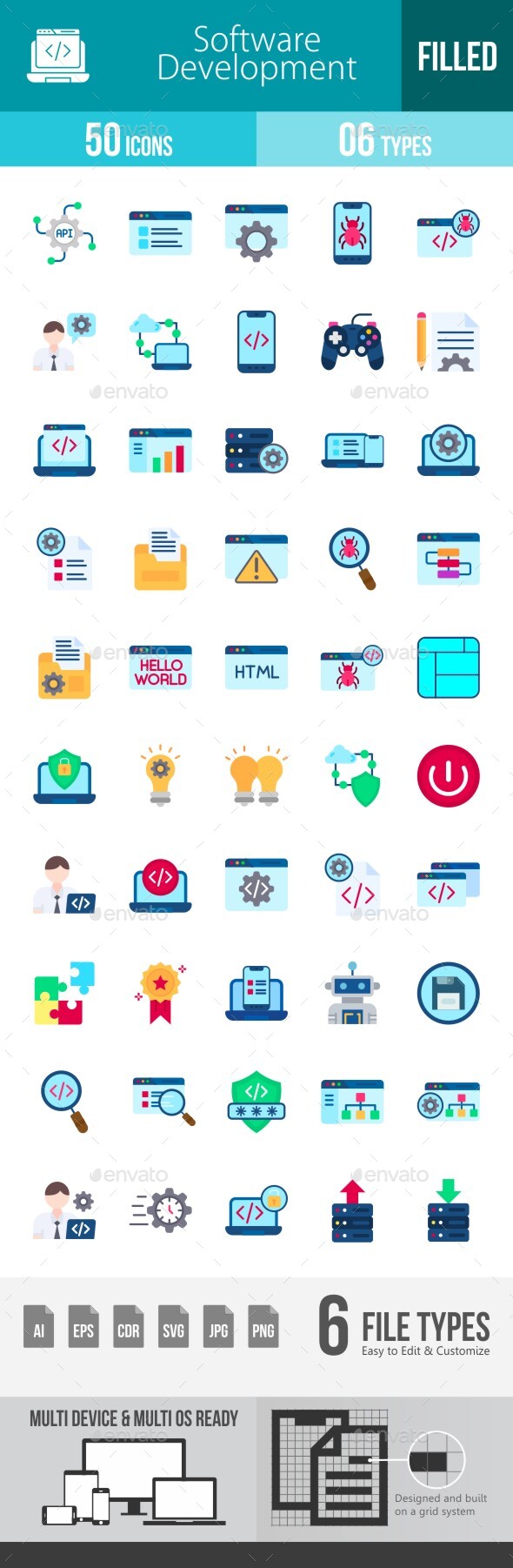 [DOWNLOAD]Software Development Flat Multicolor Icons