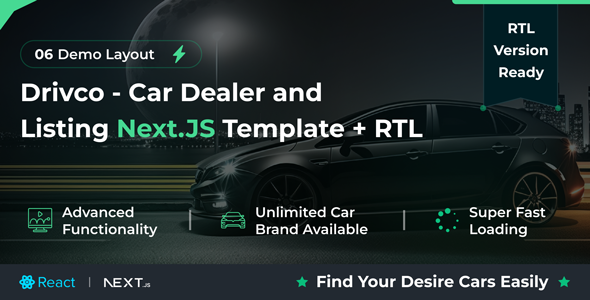 [DOWNLOAD]Drivco - Car Dealer and Listing React Next.JS Template + RTL