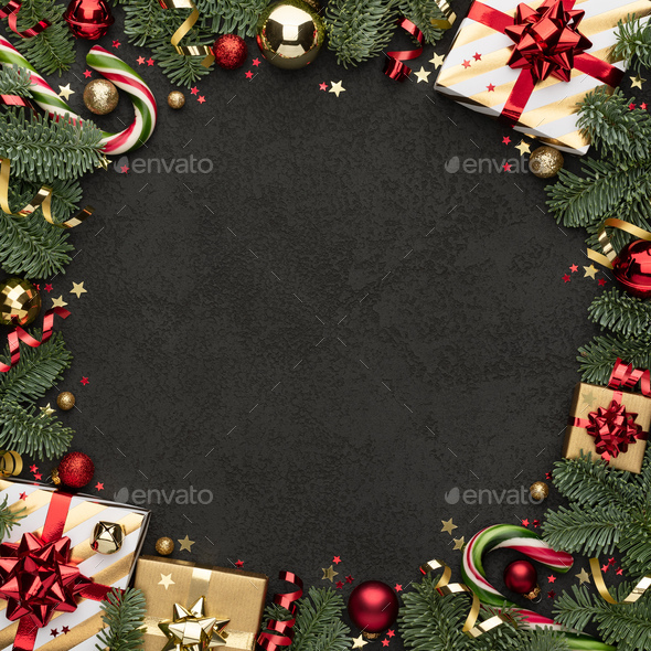 Christmas Background with Ornament Frame Stock Photo by Kotenko | PhotoDune