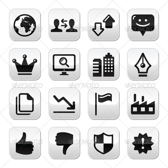 Web Internet Buttons Set - Vector - Web Technology