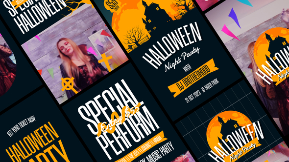 Halloween Party Stories Pack Display After Effect Template