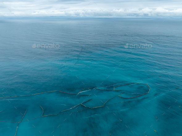 Fishing trap net in canal,lake or river. Nature landscape