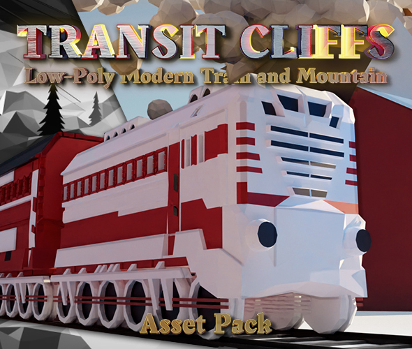 Transit Cliffs: Low-Poly Modern Train and Mountain