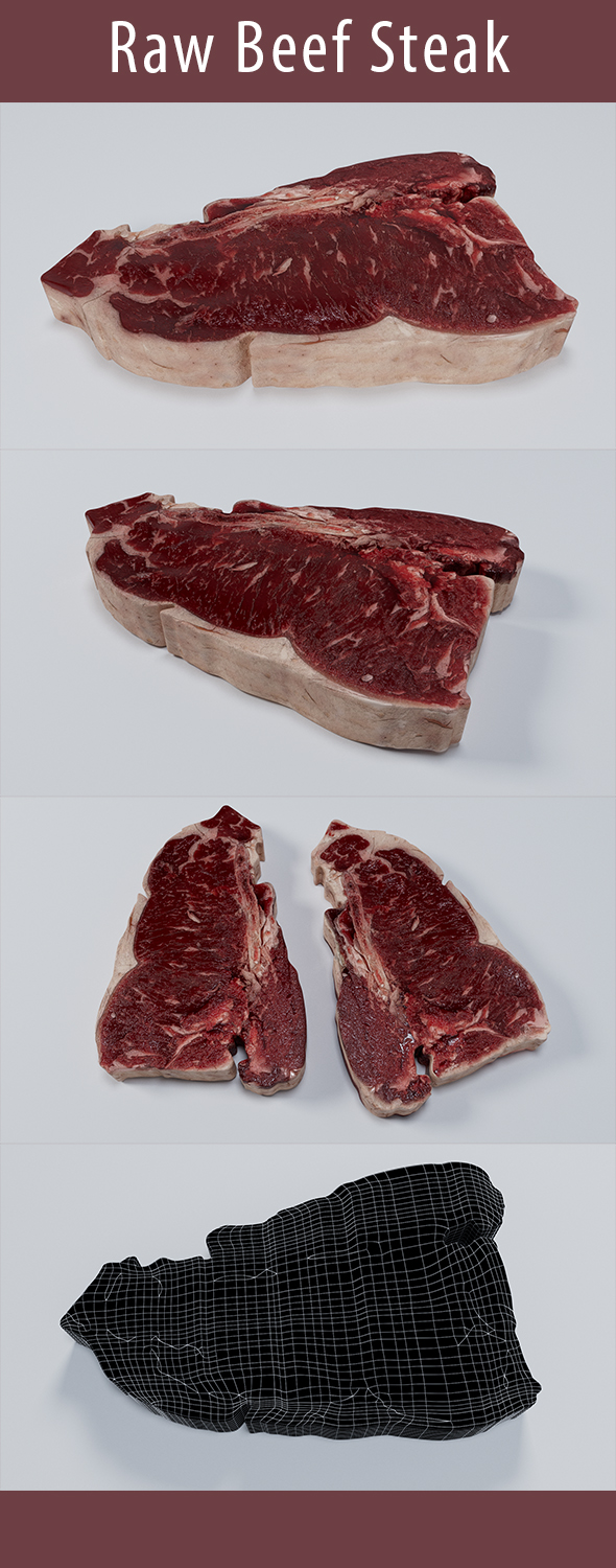Raw Beef Steak 3d Model