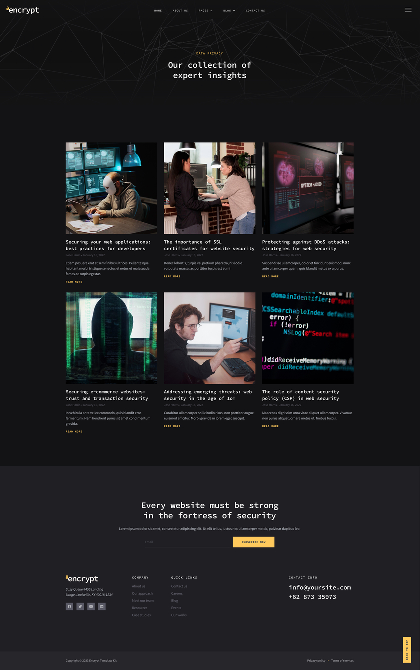 Encrypt - Cyber Security Specialist Elementor Pro Template Kit by deverust