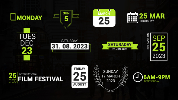 Time & Date Titles Elements template preview