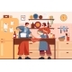 Vector Image of Family at Home Cooking Food