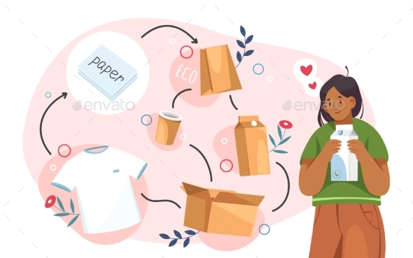 Paper Reuse or Pack Recycle Vector Image