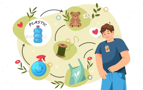 Vector Image of Plastic Recycling Garbage Reuse
