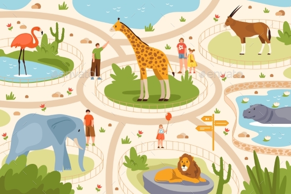 Animal Zoo or Wild Tropical Park Vector Image