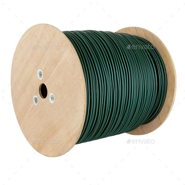 A Industrial spool with cable or wire. industrial cable