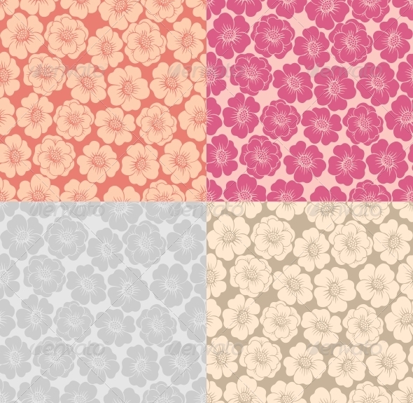Seamless Background with Flowers - Patterns Decorative