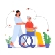 Old Woman with Care Services Vector Concept