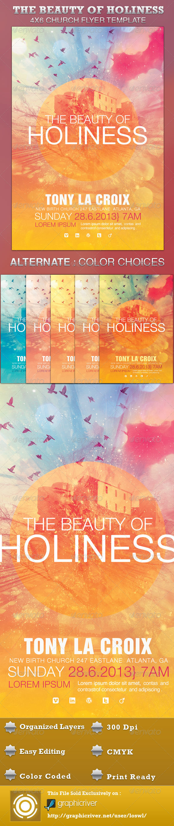 The Beauty of Holiness Church Flyer Template - Church Flyers