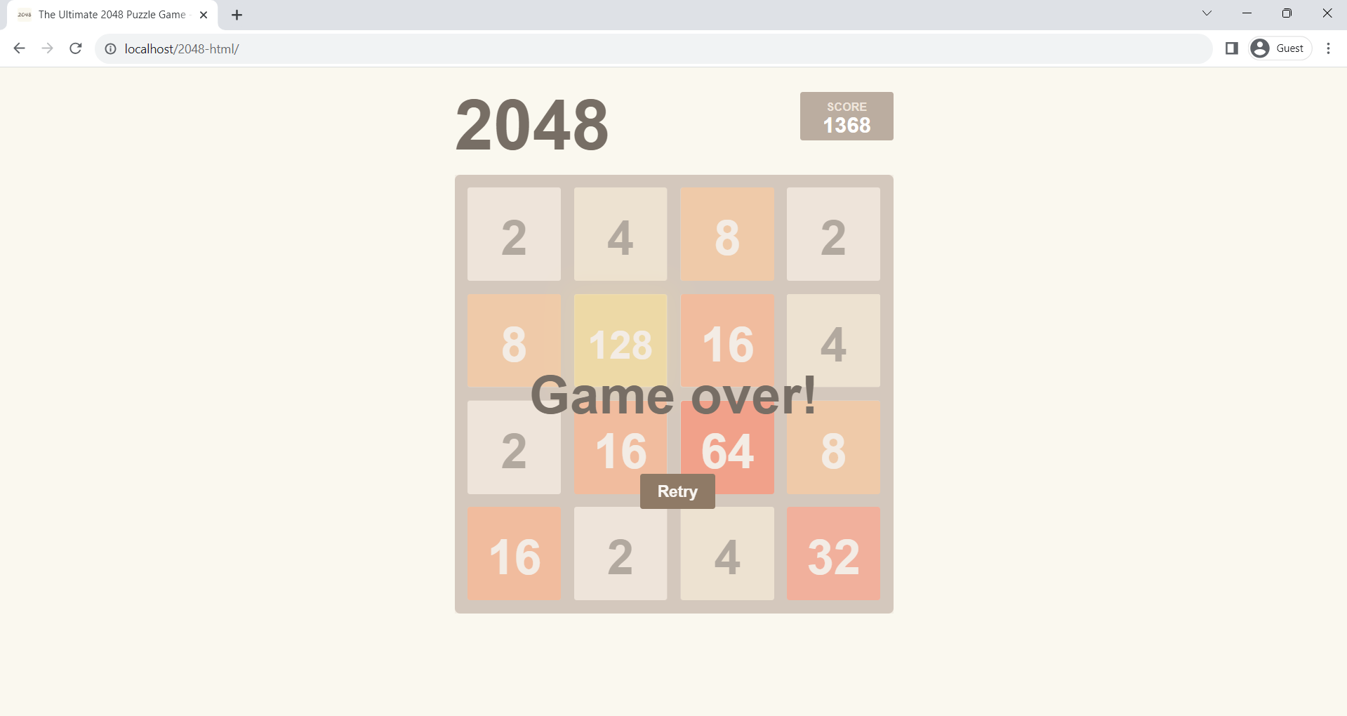 The Ultimate 2048 Puzzle Game - HTML 5 | CSS | JavaScript | jQuery