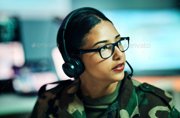Call center, woman and face with microphone and glasses for information technology, big data or int
