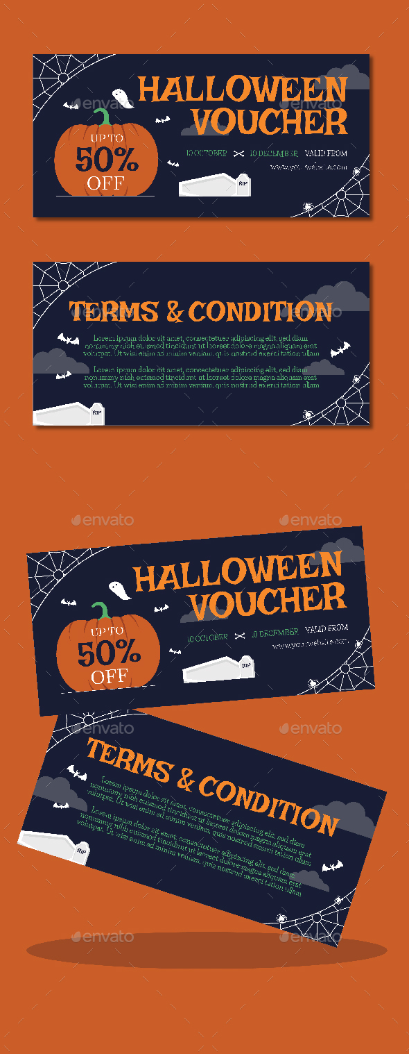 Dark Flat Halloween Sale Voucher