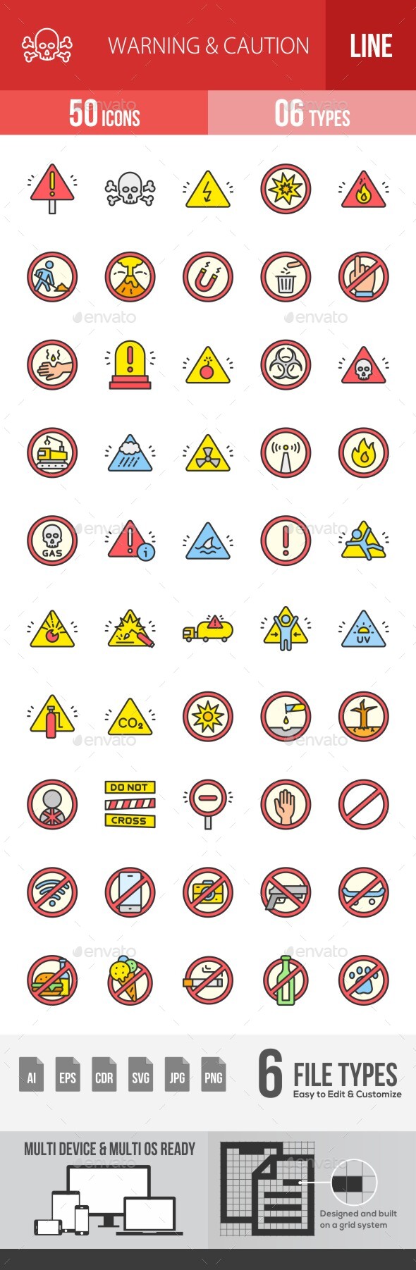 Warning & Caution Filled Line Icons