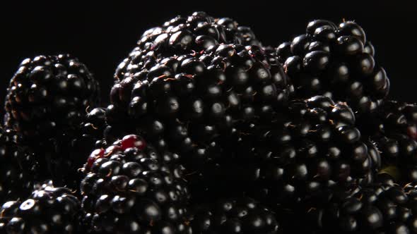 Closeup Of Rotating Summer Fruit Blackberries