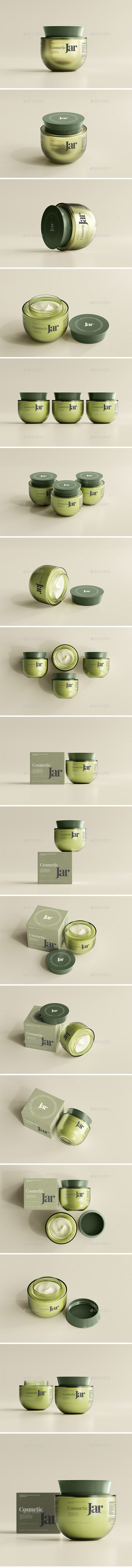 Glass Cosmetic Jar with Box Mockup