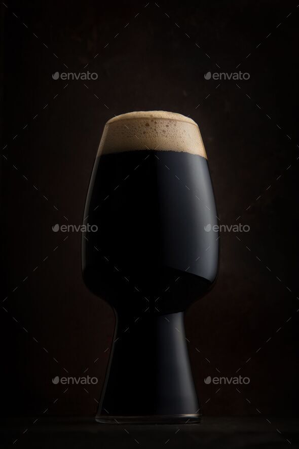 Craft beer stout ale with creamy foam