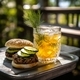 Delicious burger with glass of beer - PhotoDune Item for Sale