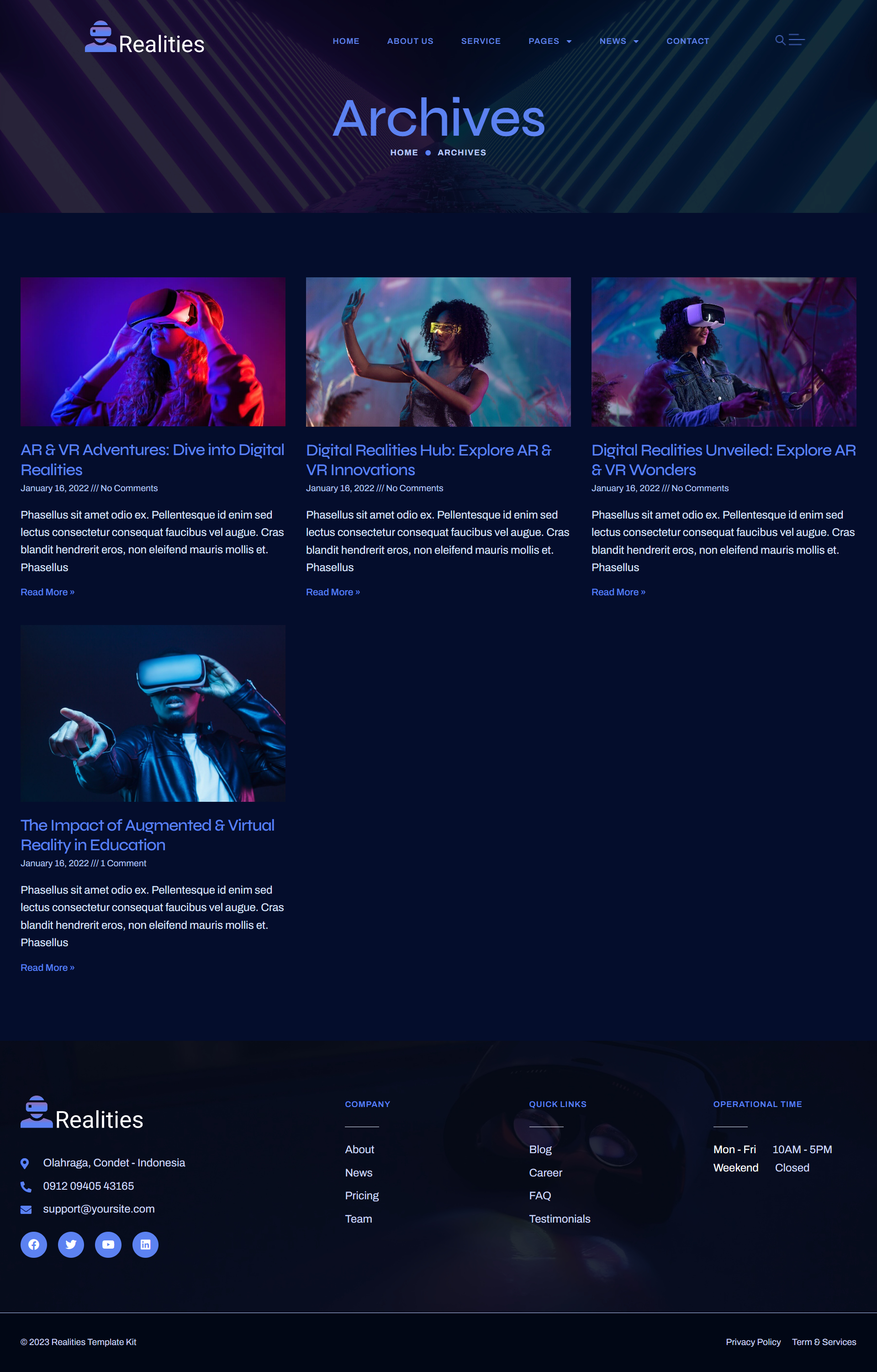 Realities Augmented Virtual Reality Elementor Pro Template Kit