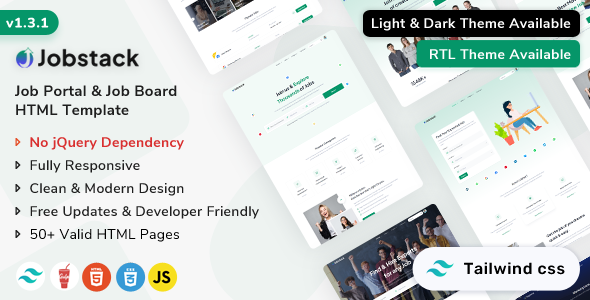 Jobstack - Job Portal & Job Board Tailwind CSS HTML Template by ShreeThemes