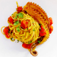 Spaghetti seasoned with octopus with tomato and turmeric. Genuine octopus. - PhotoDune Item for Sale