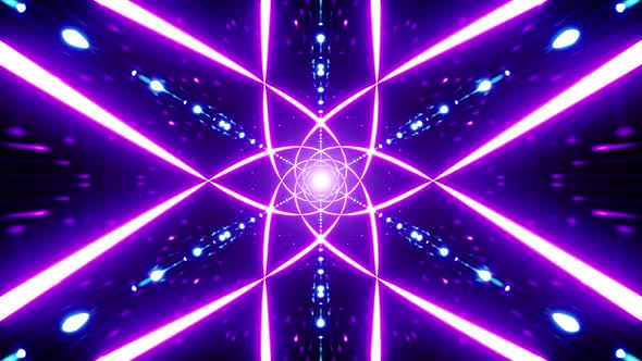 Flickering Purple Laser Geometric Symbol in the Neon Light Tunnel VJ Loop alt