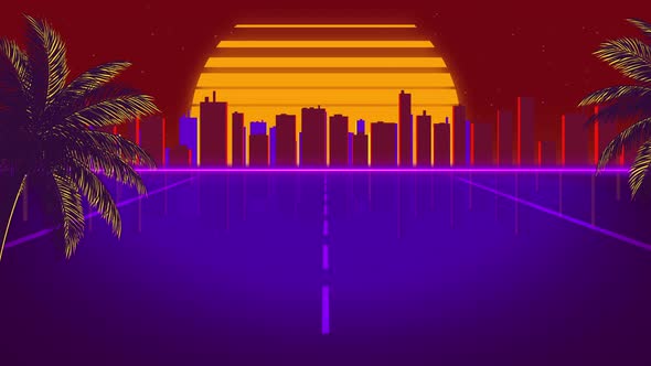 Road To The City Retro Background
