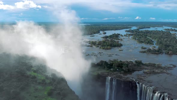 Spectacular aerial view of Victoria Falls between Zambia and Zimbabwe in Southern Africa alt