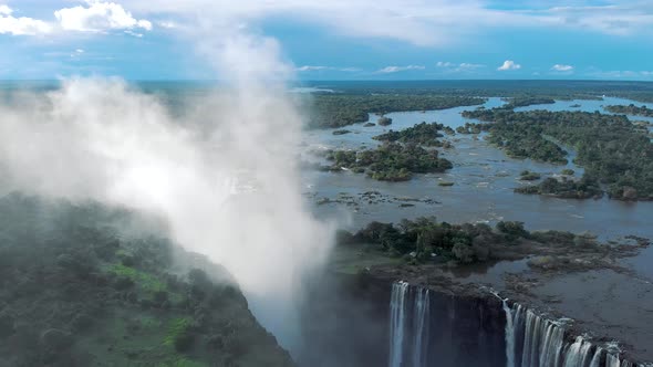 Spectacular aerial view of Victoria Falls between Zambia and Zimbabwe in Southern Africa