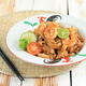 Seafood Kwetiau Goreng with Egg, Shrimps, Fish Meatball, and Lime. - PhotoDune Item for Sale