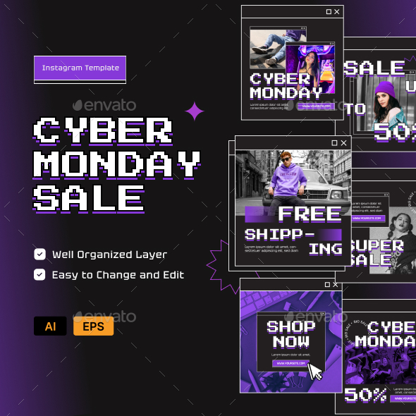 [DOWNLOAD]Cyber Monday Sale Social Media Template AI