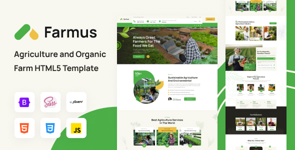 Farmus - Agriculture and Organic Farm HTML5 Template