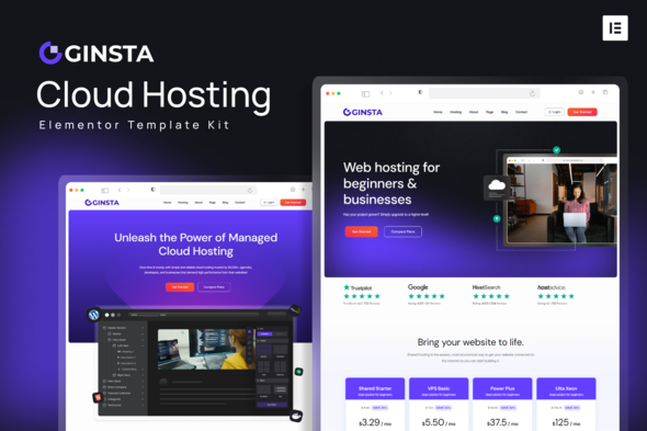 Ginsta - Cloud Hosting Company Elementor Template Kit