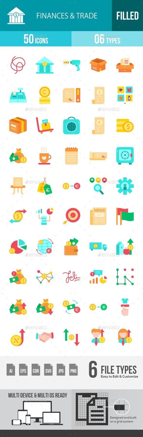 [DOWNLOAD]Finances & Trade Flat Multicolor Icons