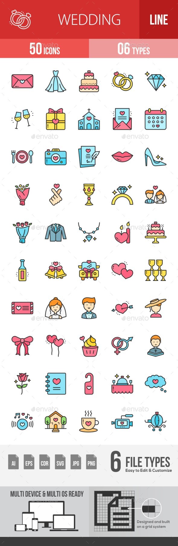 Wedding Filled Line Icons