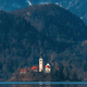 Lake Bled in cold february morning with famous landmark, the Assumption of Maria Church - PhotoDune Item for Sale