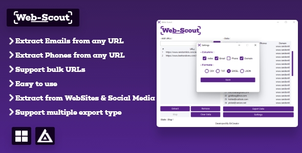 Web-Scout : Simple Emails & Phone Numbers Extractor