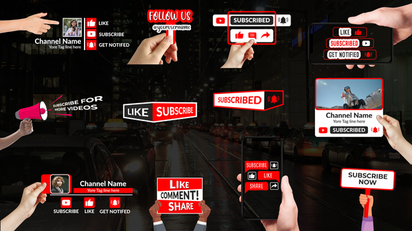 Hand Holding Subscribe Titles Elements template preview