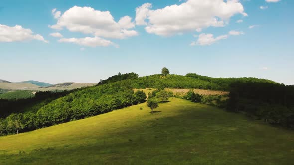 Beautiful landscape hills fields of Brus village in Kosovo, Balkans