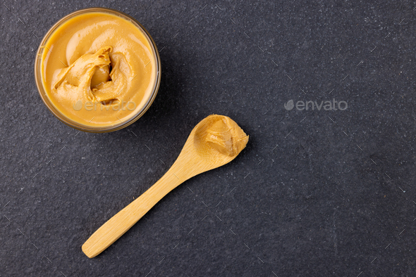 spoon of peanut butter Stock Photo