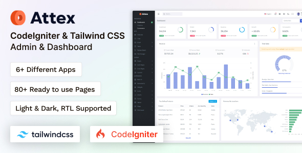 Attex - CodeIgniter Tailwind CSS Admin & Dashboard Template