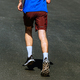 rear view male runner running uphill on background dark asphalt, summer marathon race - PhotoDune Item for Sale
