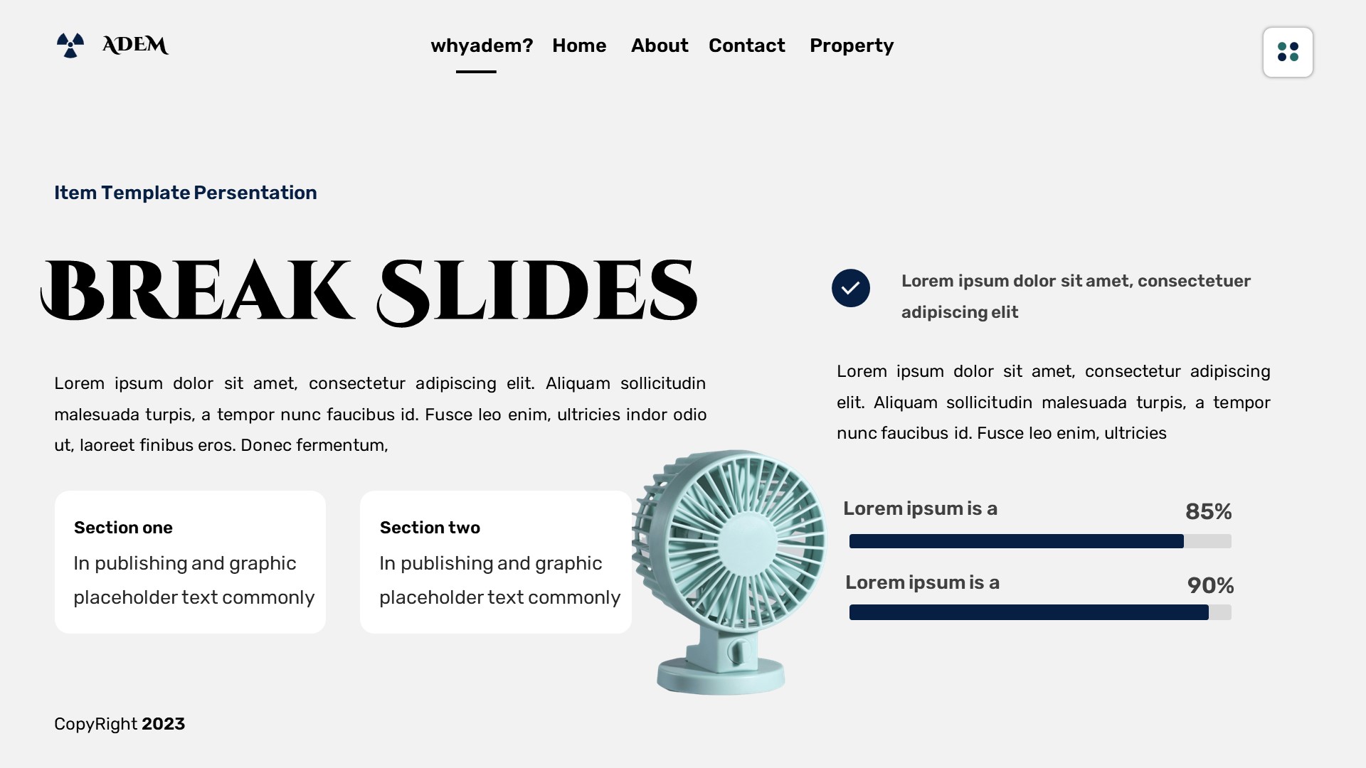 Adem - Fan Electricity Powerpoint Template, Presentation Templates