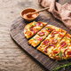 French Tarte Flambee (Flammkuchen) with figs, red onions, soft goat cheese and honey - PhotoDune Item for Sale