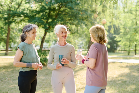 Senior women meeting in the park for exercising